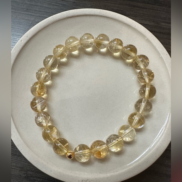 100% Natural 8mm unheated citrine beads bracelet - Picture 3 of 7